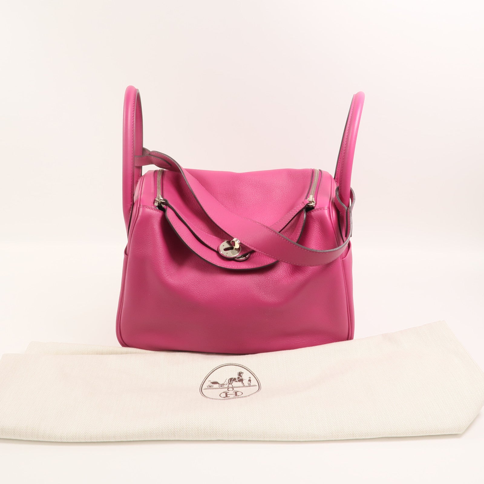 HERMES Evercolor皮革Lindy 30手挽肩背兩用袋Rose Pourpre