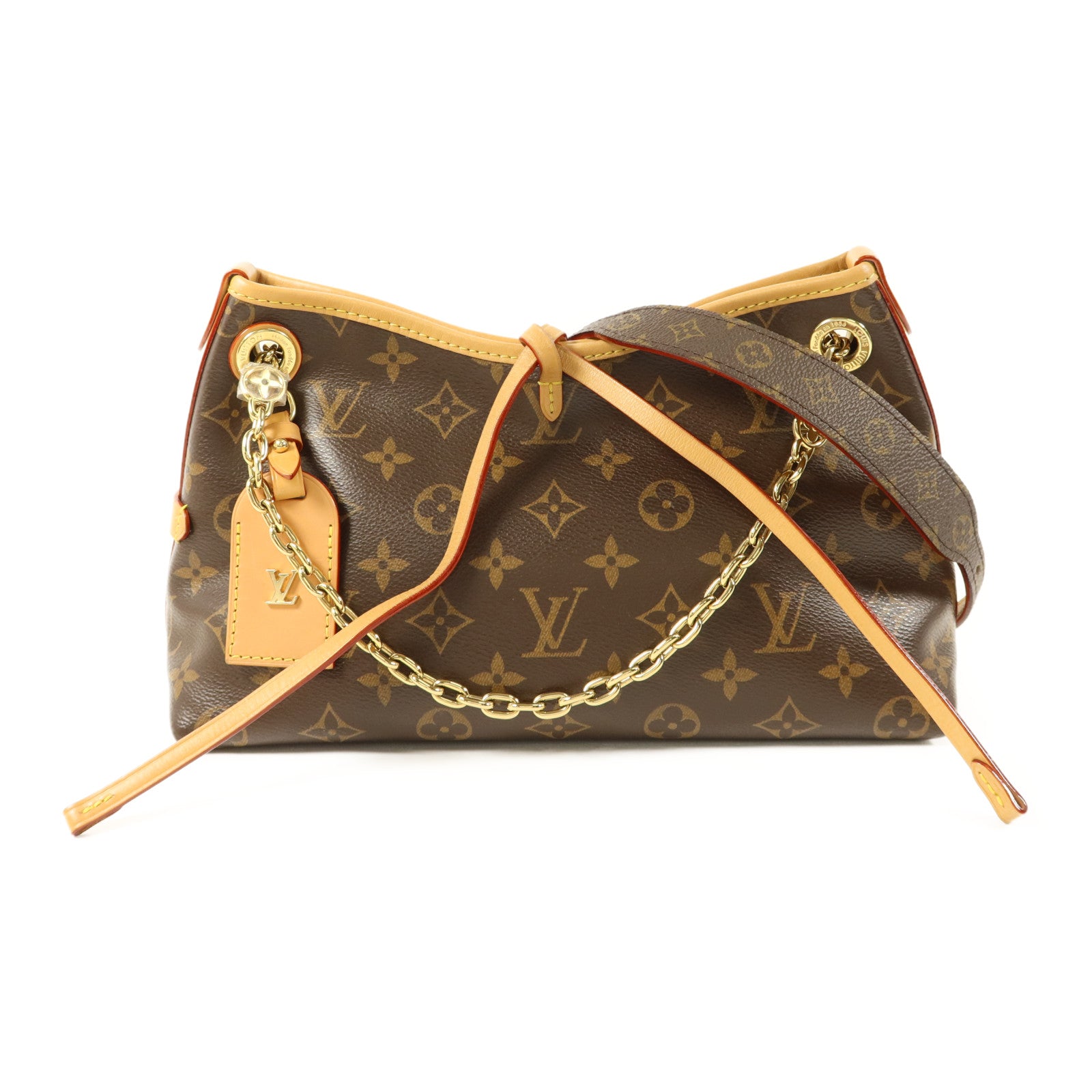 LOUIS VUITTON Monogram Carry All BB金扣鏈帶肩背袋