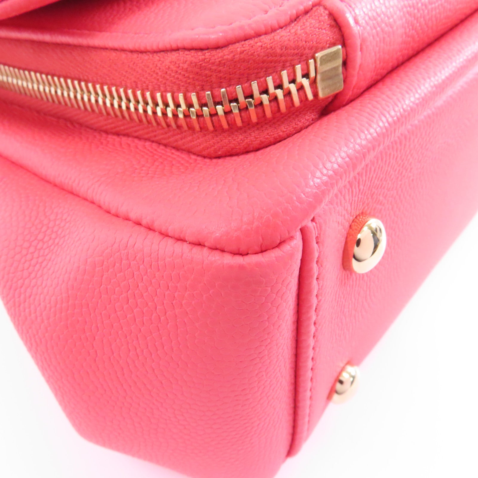 CHANEL 菱格Caviar皮革2 Way Chain Shoulder金扣手挽鏈帶肩背兩用袋粉紅色