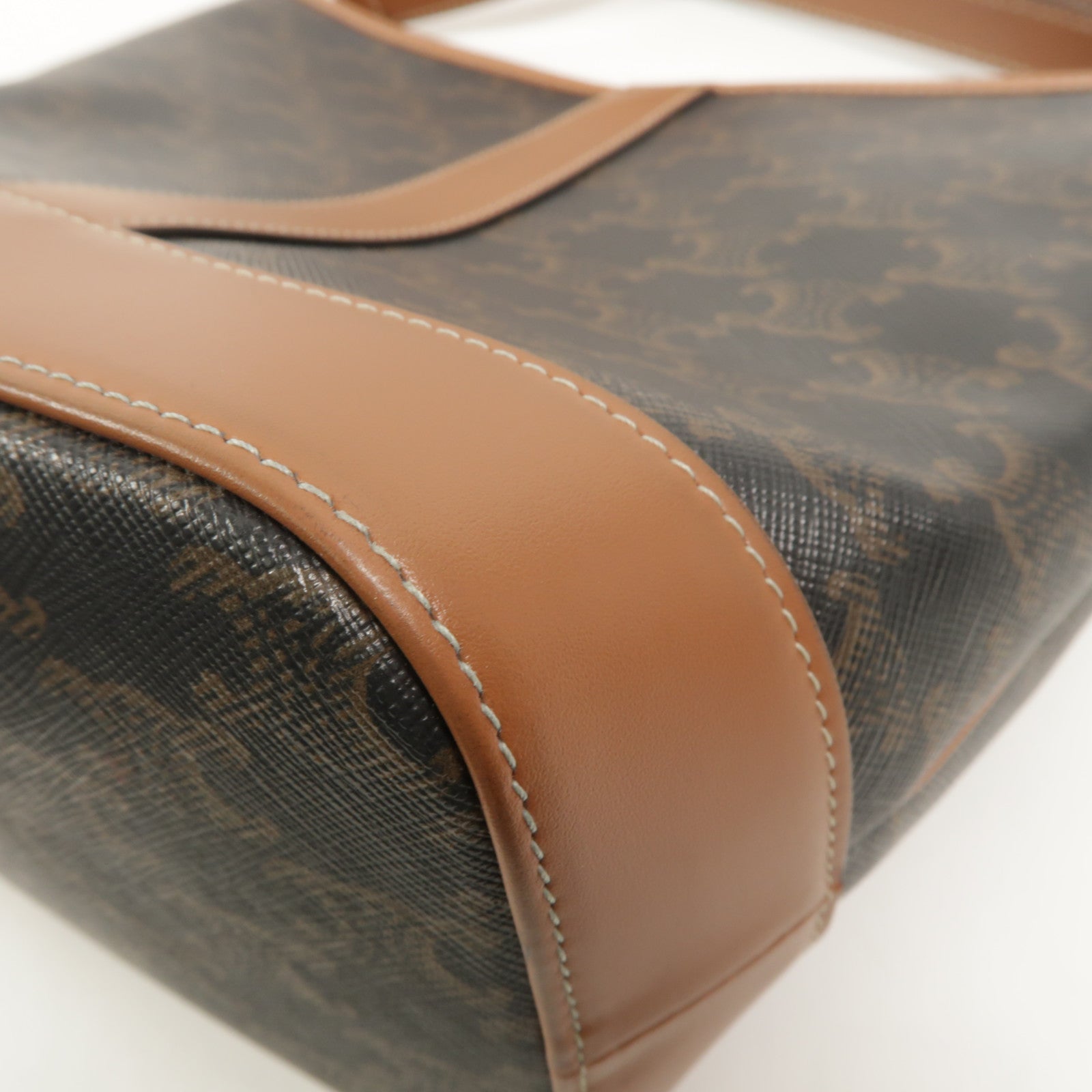 CELINE 塗層帆布/牛皮皮革Triomphe Small Bucket肩背袋