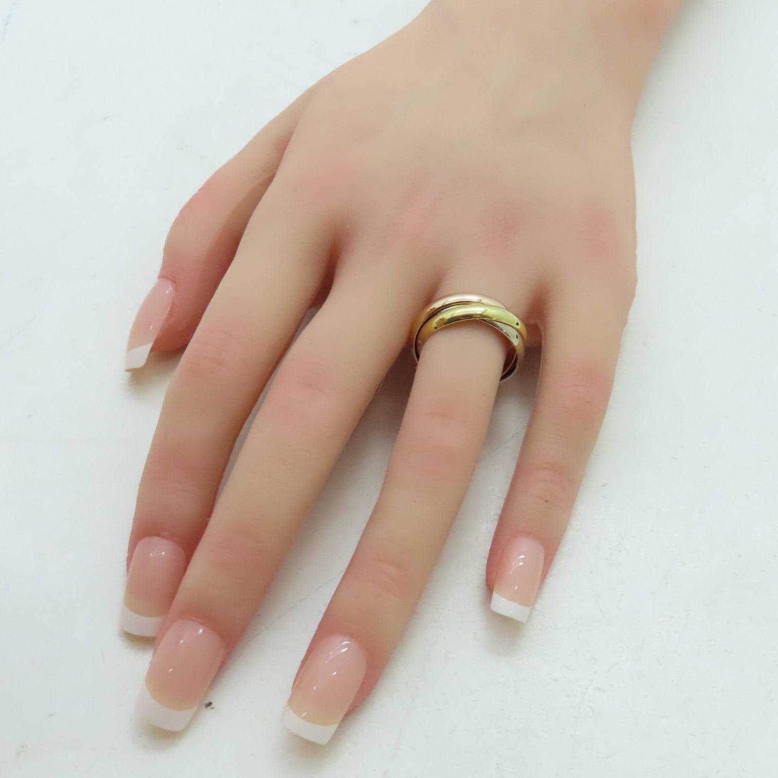 CARTIER 18K黃金/白金/玫瑰金Trinity戒指Cartier#56/US#7.5