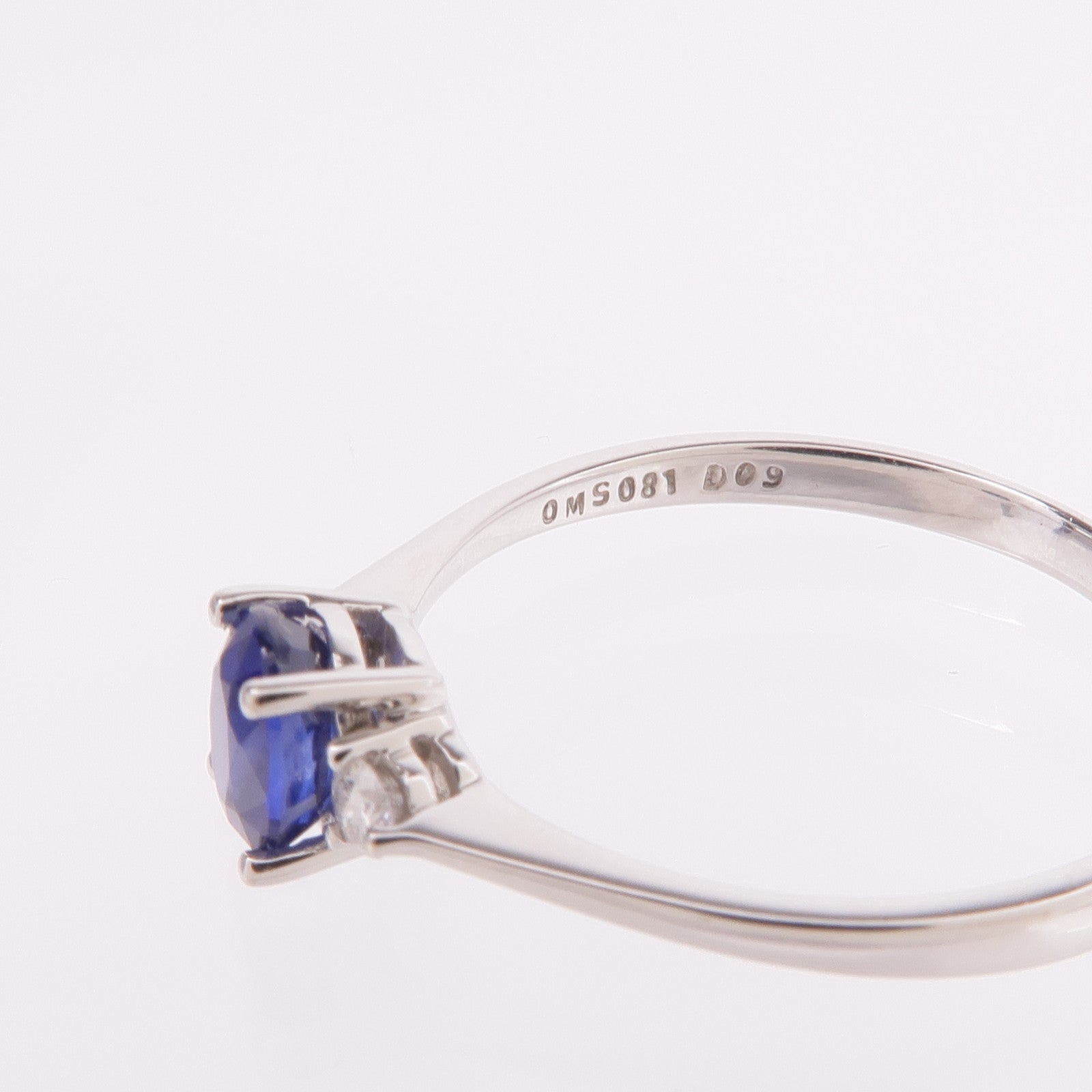 JEWELRY 18K白金Sapphire Diamond Ring藍寶石/鑽石戒指US#8