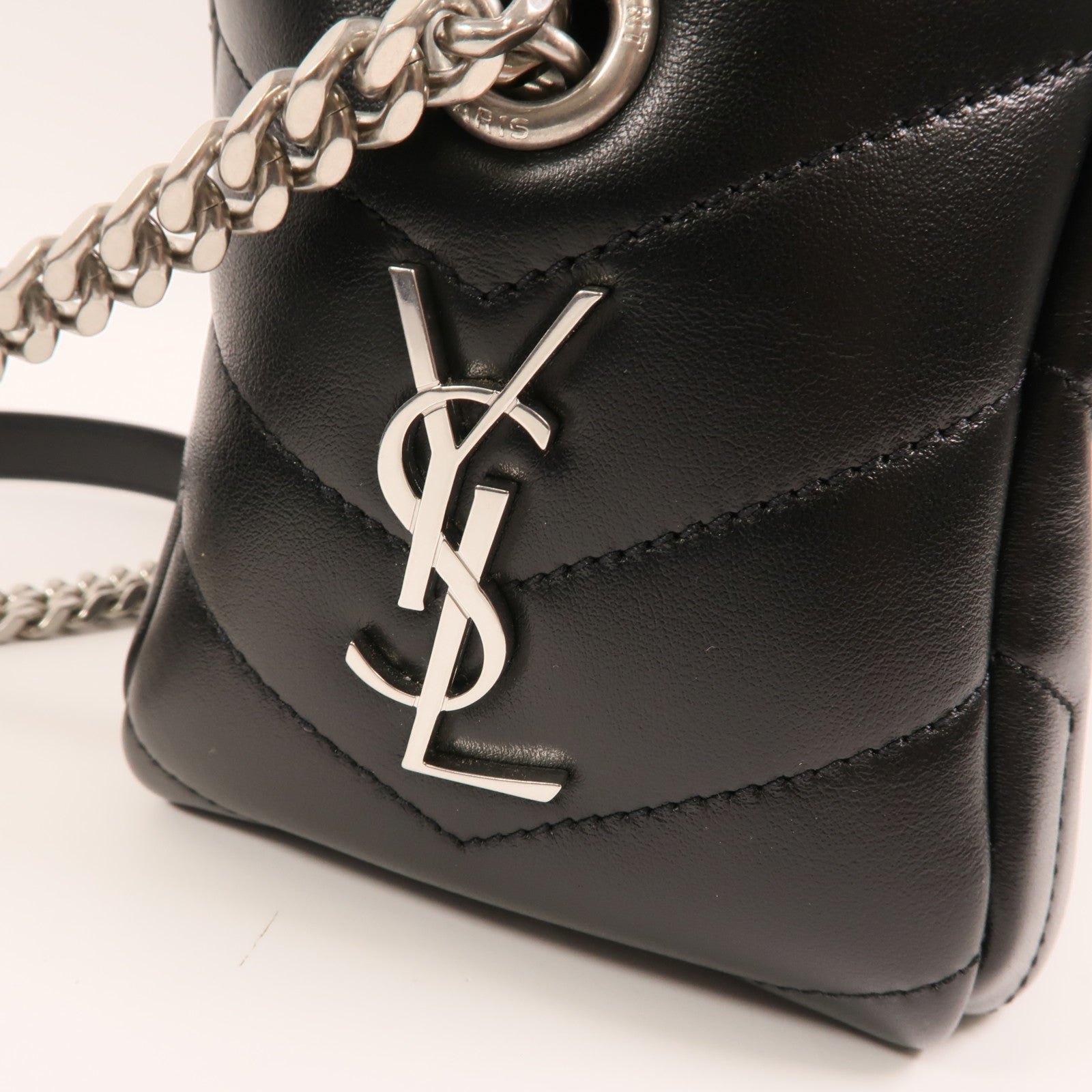 SAINT LAURENT 牛皮皮革Loulou Bag銀扣鏈帶肩背袋