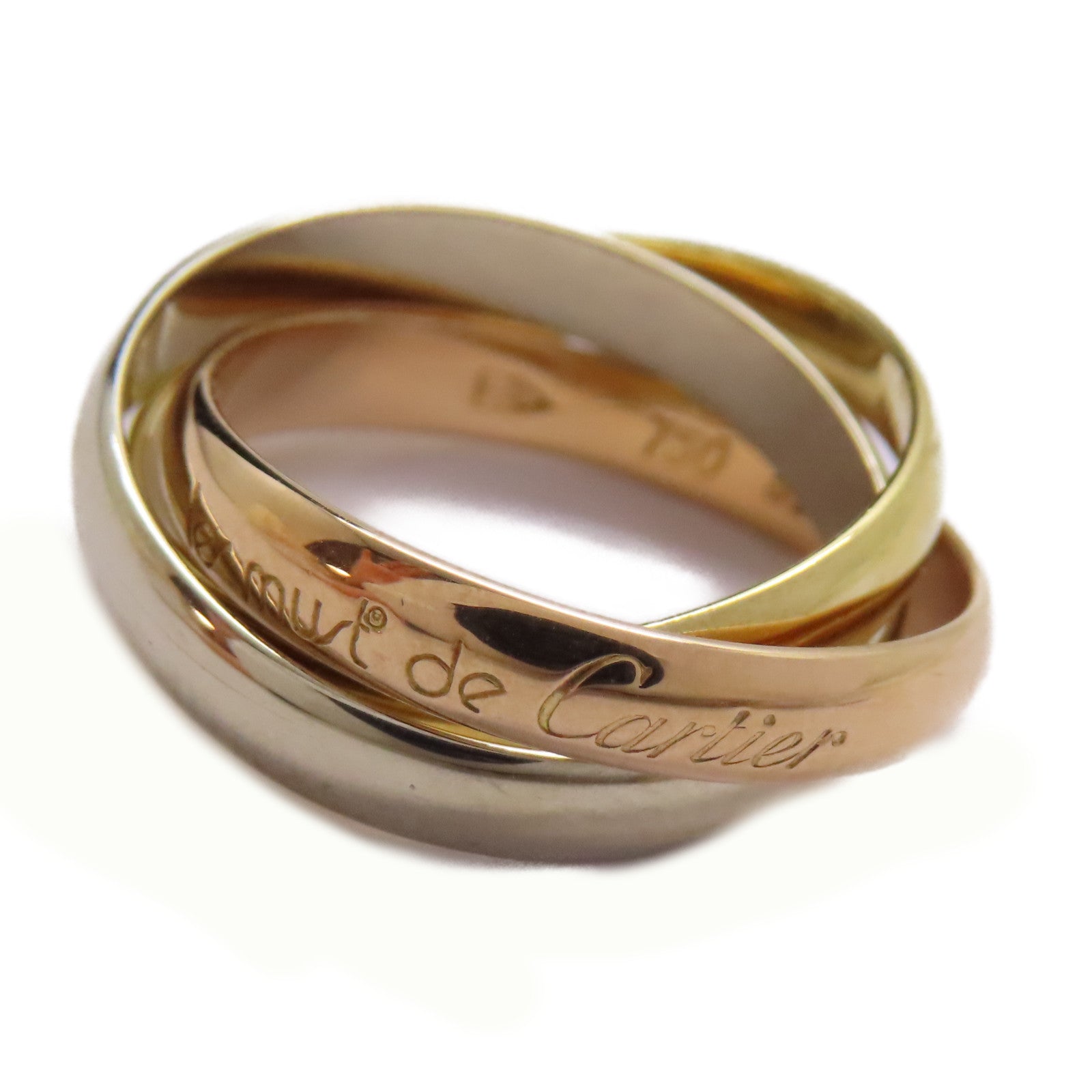CARTIER 18K黃金/白金/玫瑰金Trinity Ring戒指US#5.75/Cartier#51