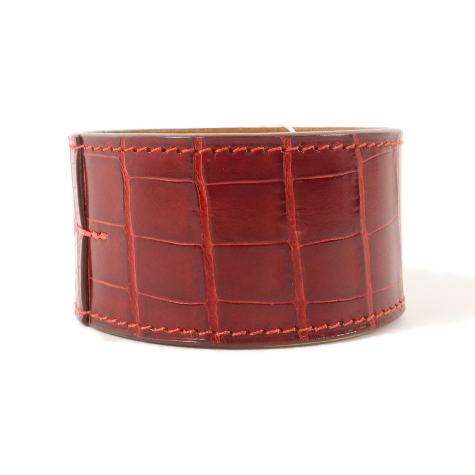 HERMES 鱷魚皮革Shiny Alligator Kelly Dog Bracelet手鐲Bordeaux