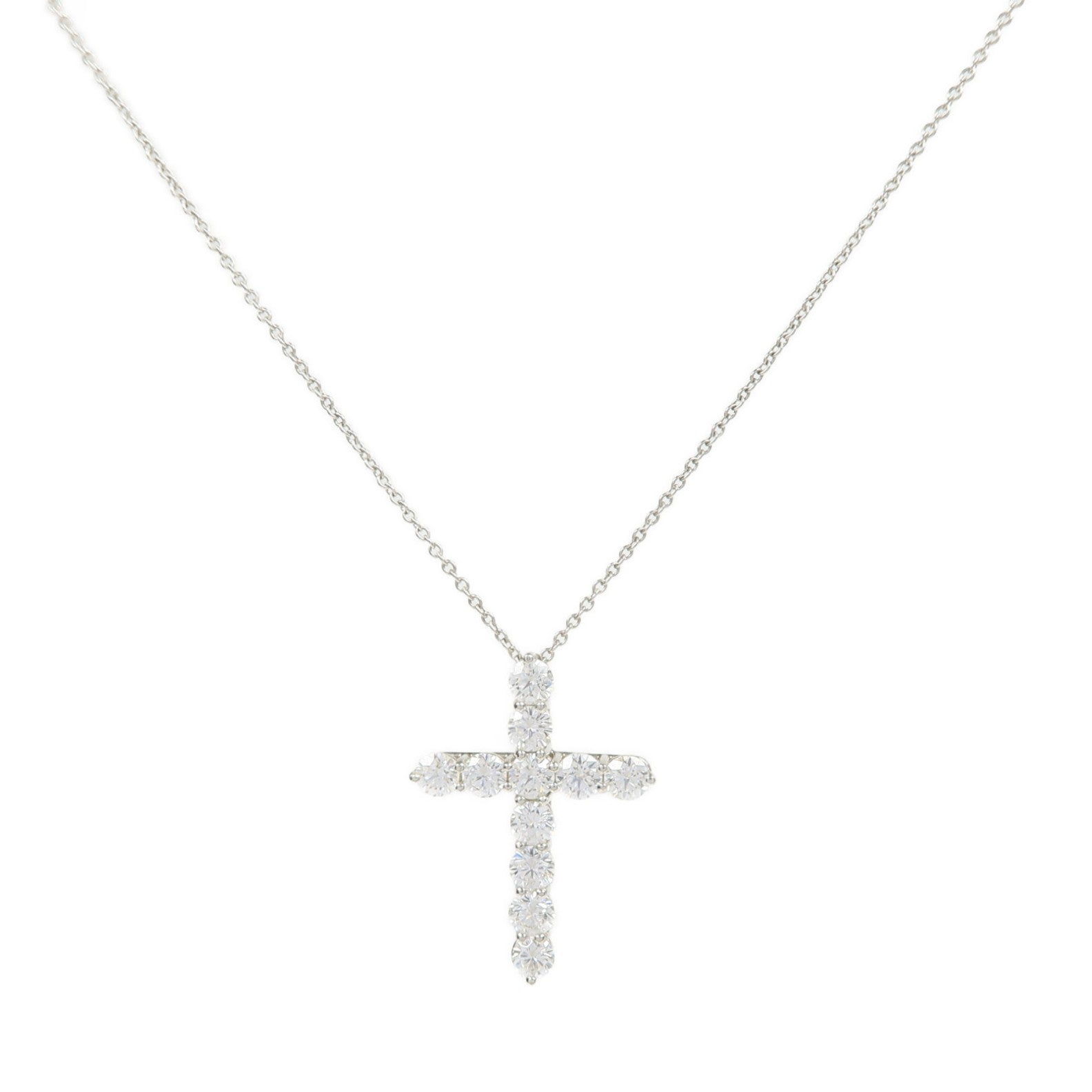 TIFFANY＆CO PT950鉑金One Large Cross Diamond鑽石項鍊