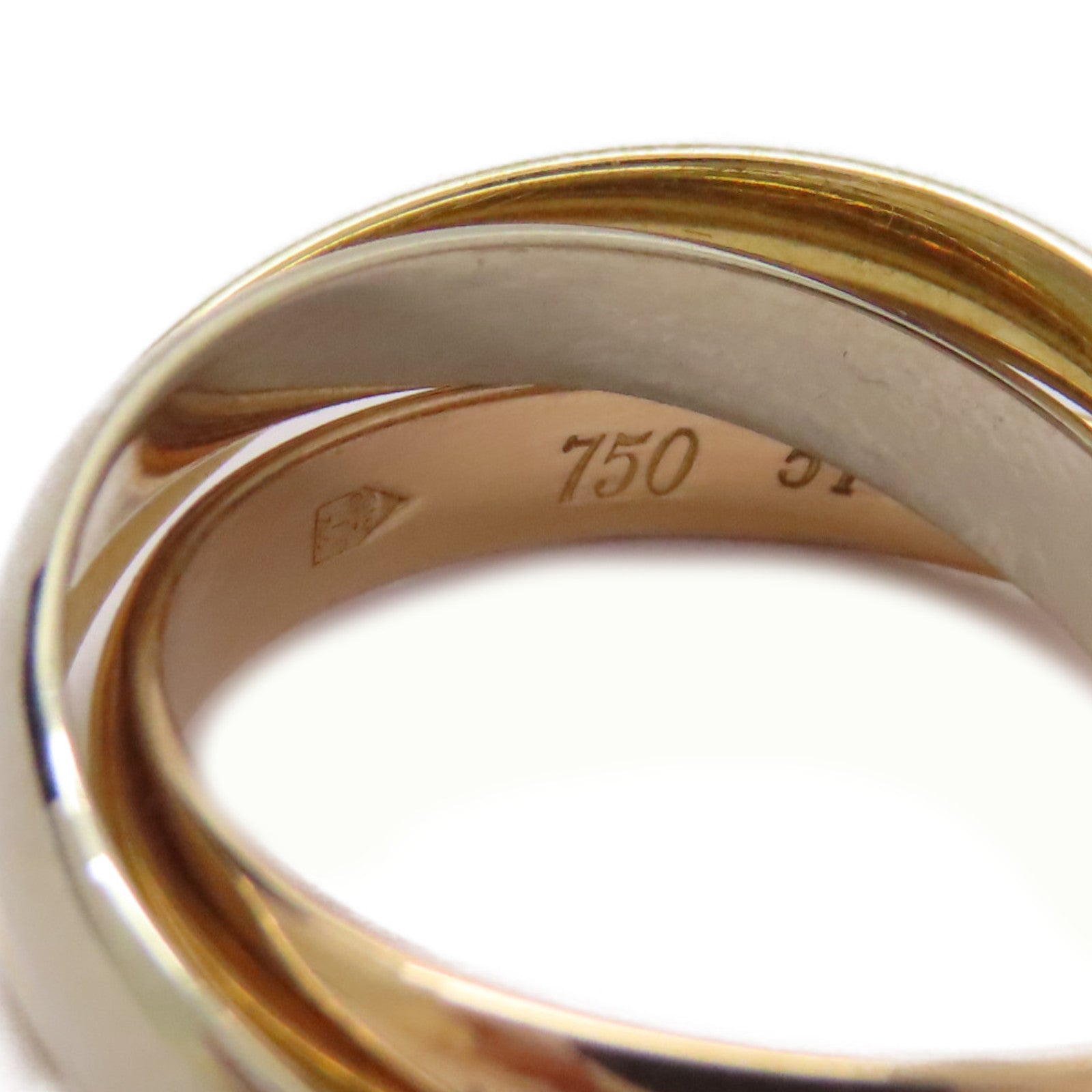 CARTIER 18K黃金/白金/玫瑰金Trinity Ring戒指US#5.75/Cartier#51