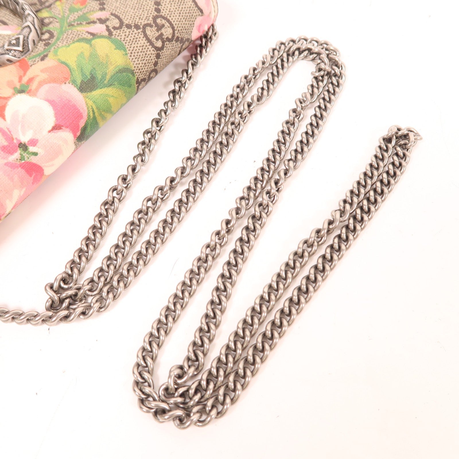 GUCCI GG SHW Dionysus Super Mini Blooms Chain Shoulder Bag Coated Canvas Suede