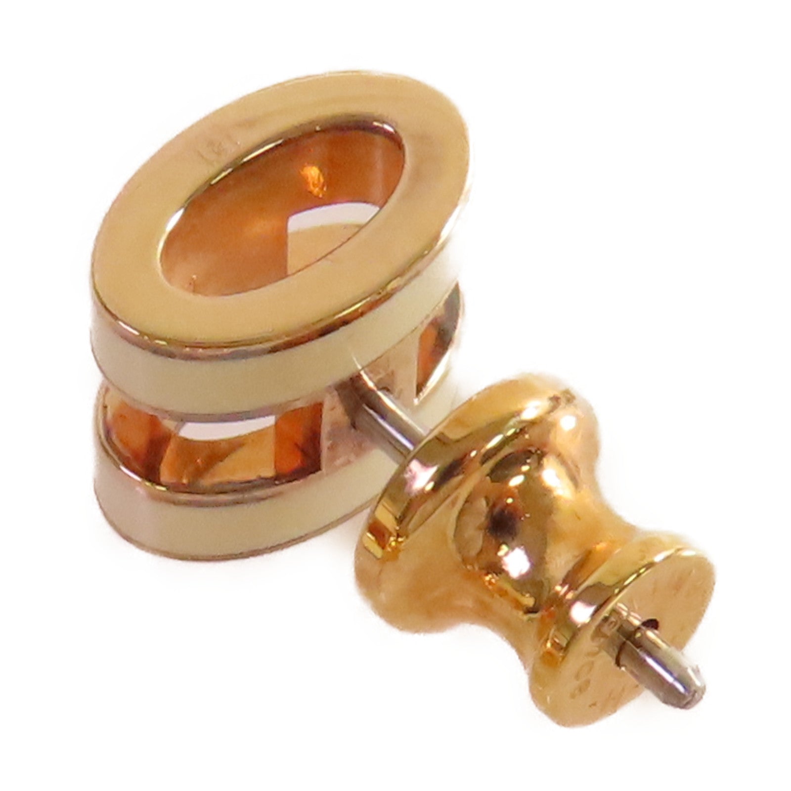HERMES 金屬/琺瑯Mini Pop H Earrings耳環Nata奶茶色/金色