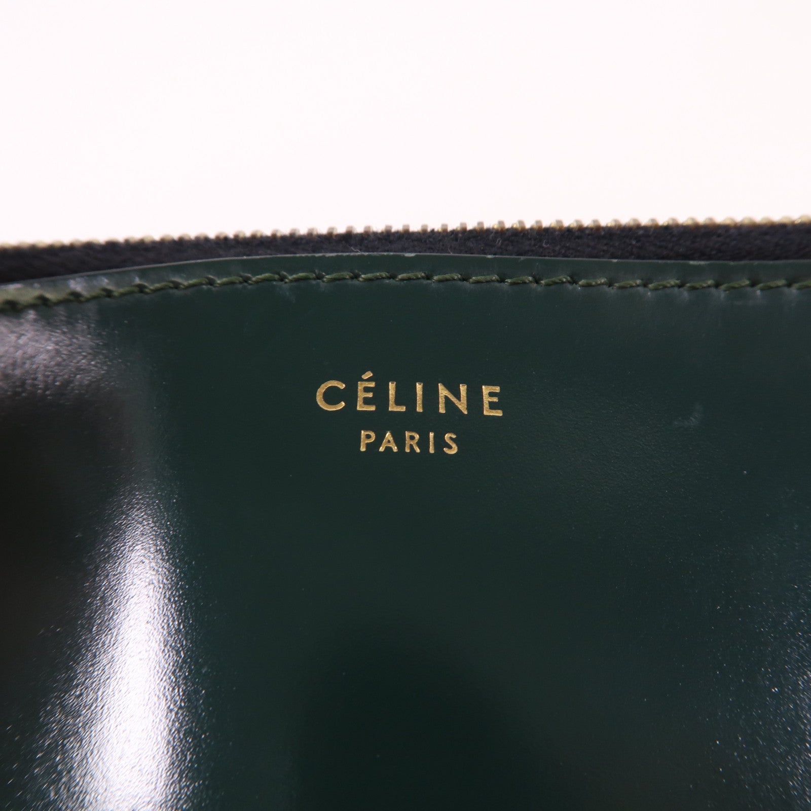 CELINE 【激減優惠】漆皮皮革Clutch Bag金扣手拿包綠色