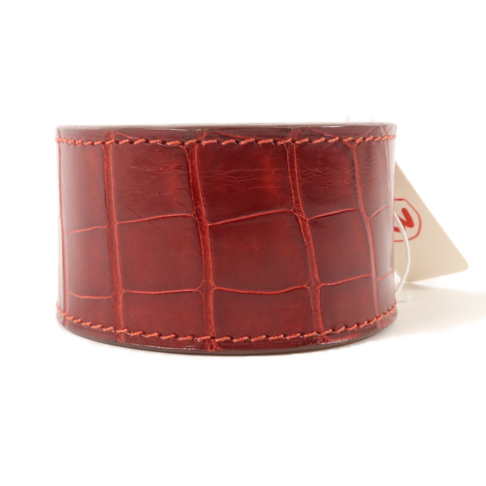 HERMES 鱷魚皮革Shiny Alligator Kelly Dog Bracelet手鐲Bordeaux