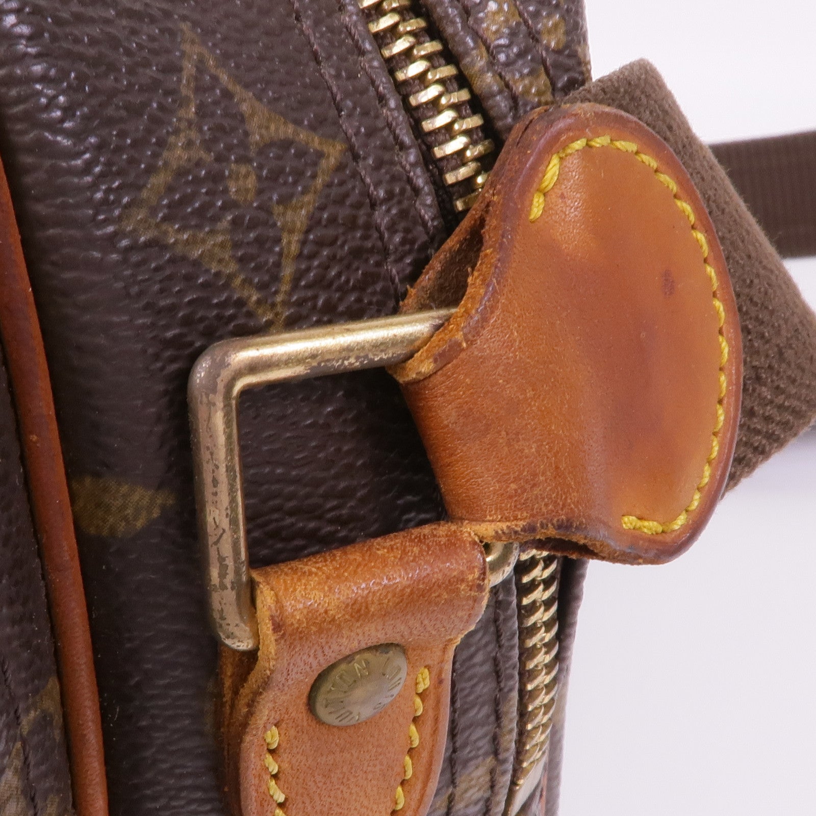 LOUIS VUITTON Monogram Reporter PM金扣肩背袋棕色