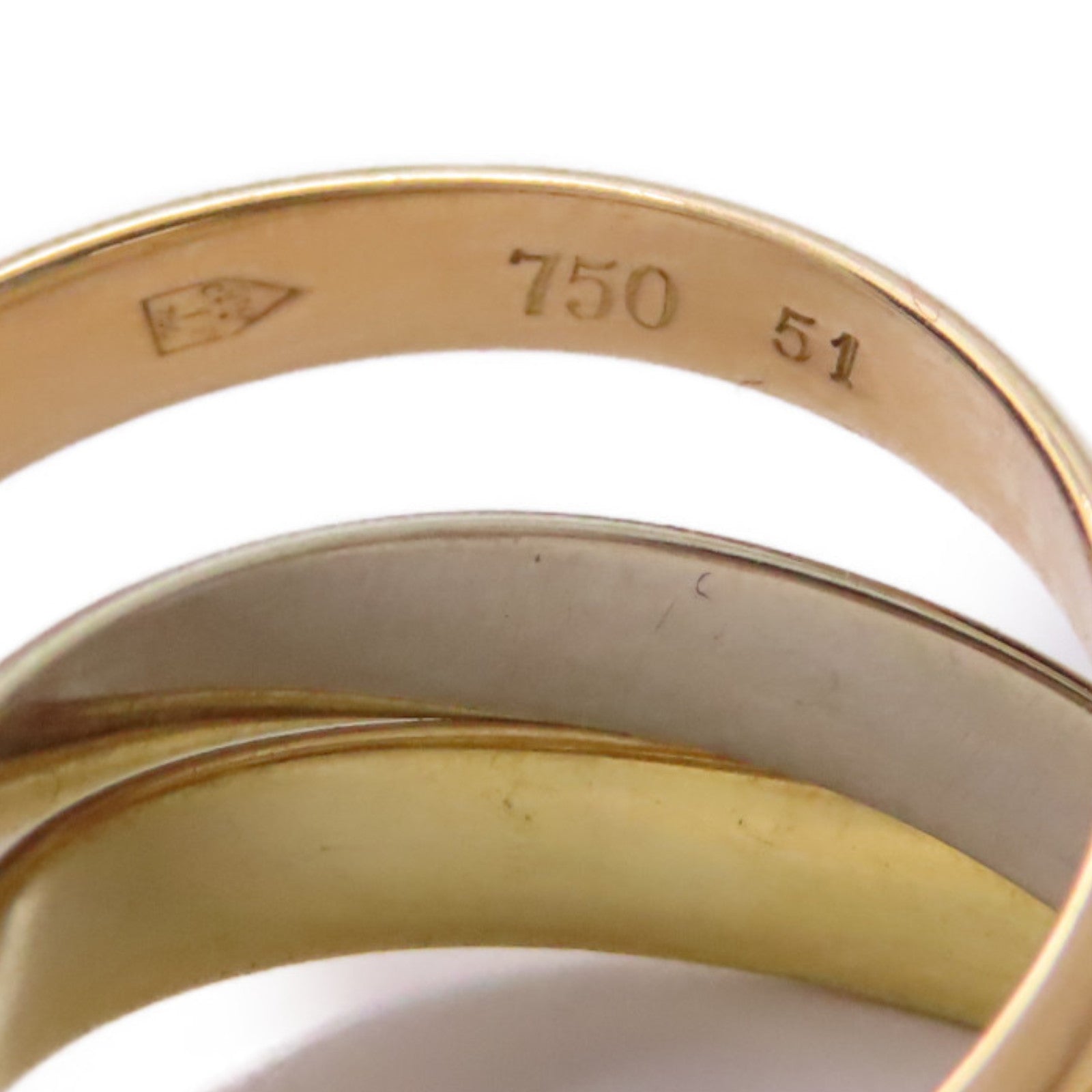 CARTIER 18K黃金/白金/玫瑰金Trinity Ring戒指US#5.75/Cartier#51