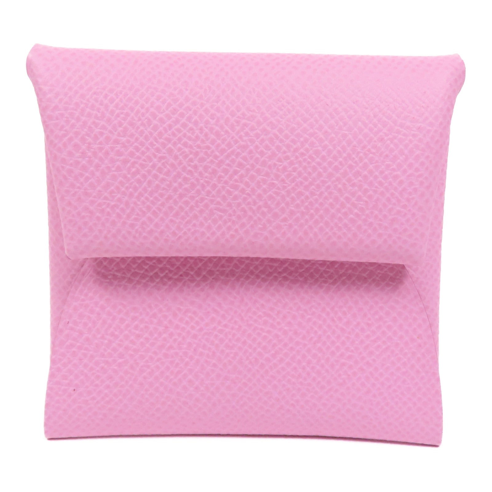 HERMES Epsom皮革Bastia銀扣零錢包Mauve Sylvestre