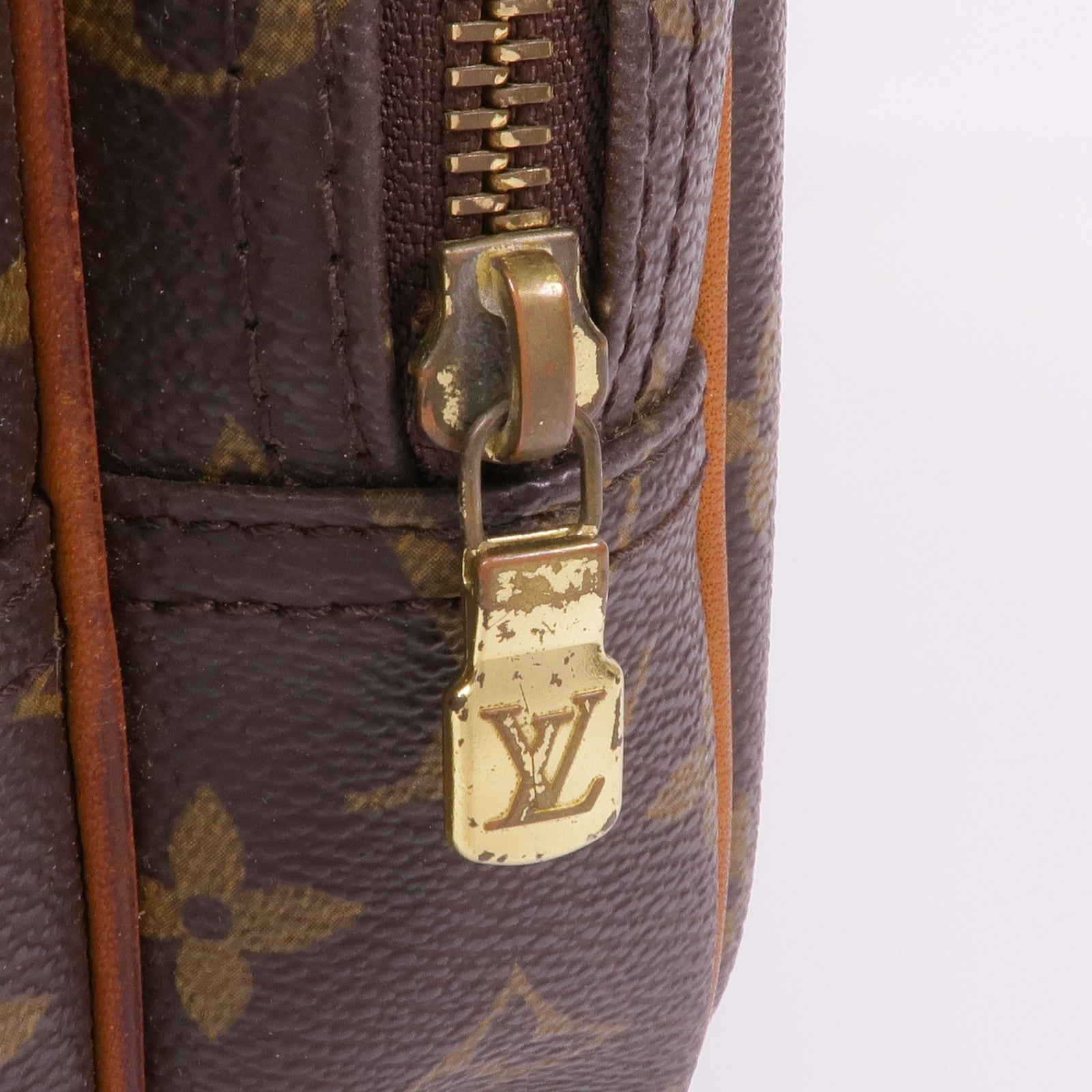 LOUIS VUITTON Monogram Reporter PM金扣肩背袋棕色