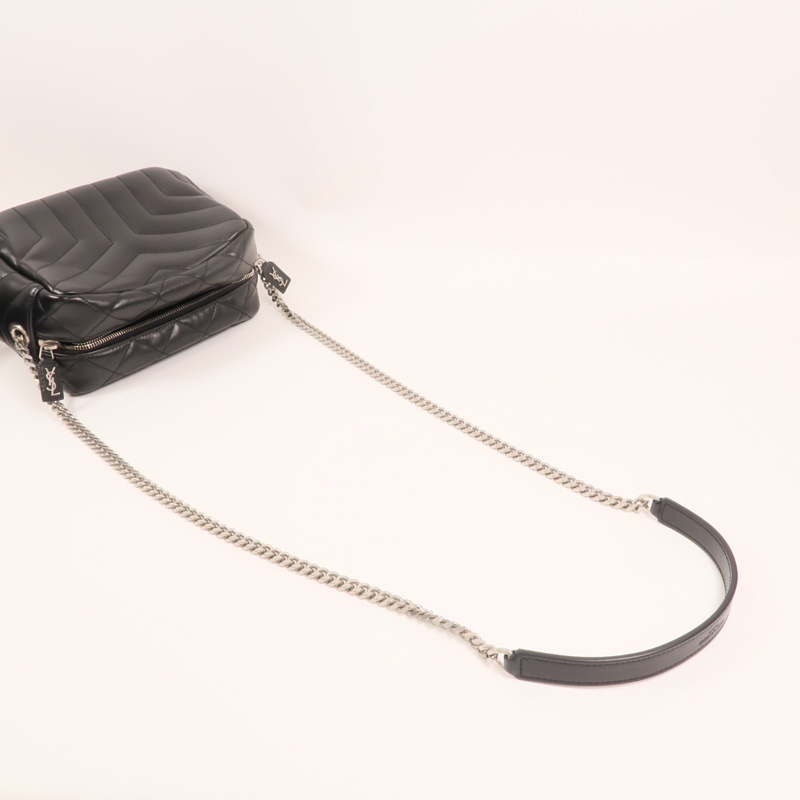 SAINT LAURENT 牛皮皮革Loulou Bag銀扣鏈帶肩背袋