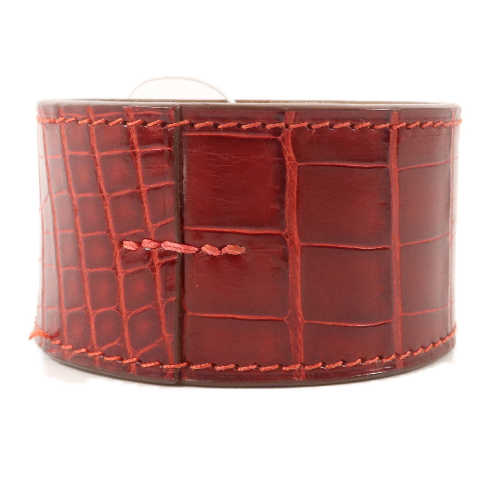 HERMES 鱷魚皮革Shiny Alligator Kelly Dog Bracelet手鐲Bordeaux