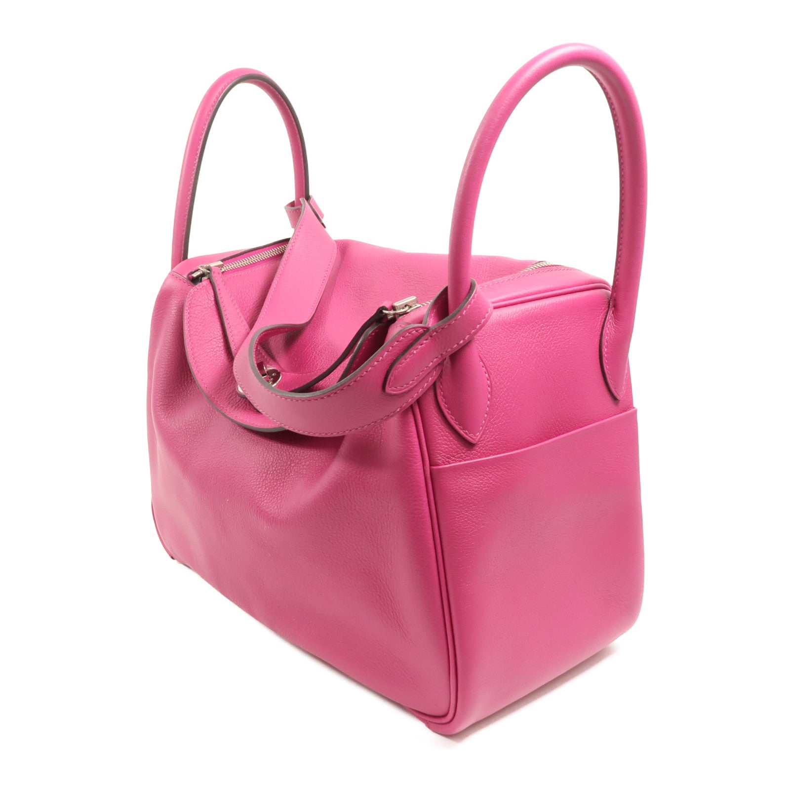 HERMES Evercolor皮革Lindy 30手挽肩背兩用袋Rose Pourpre