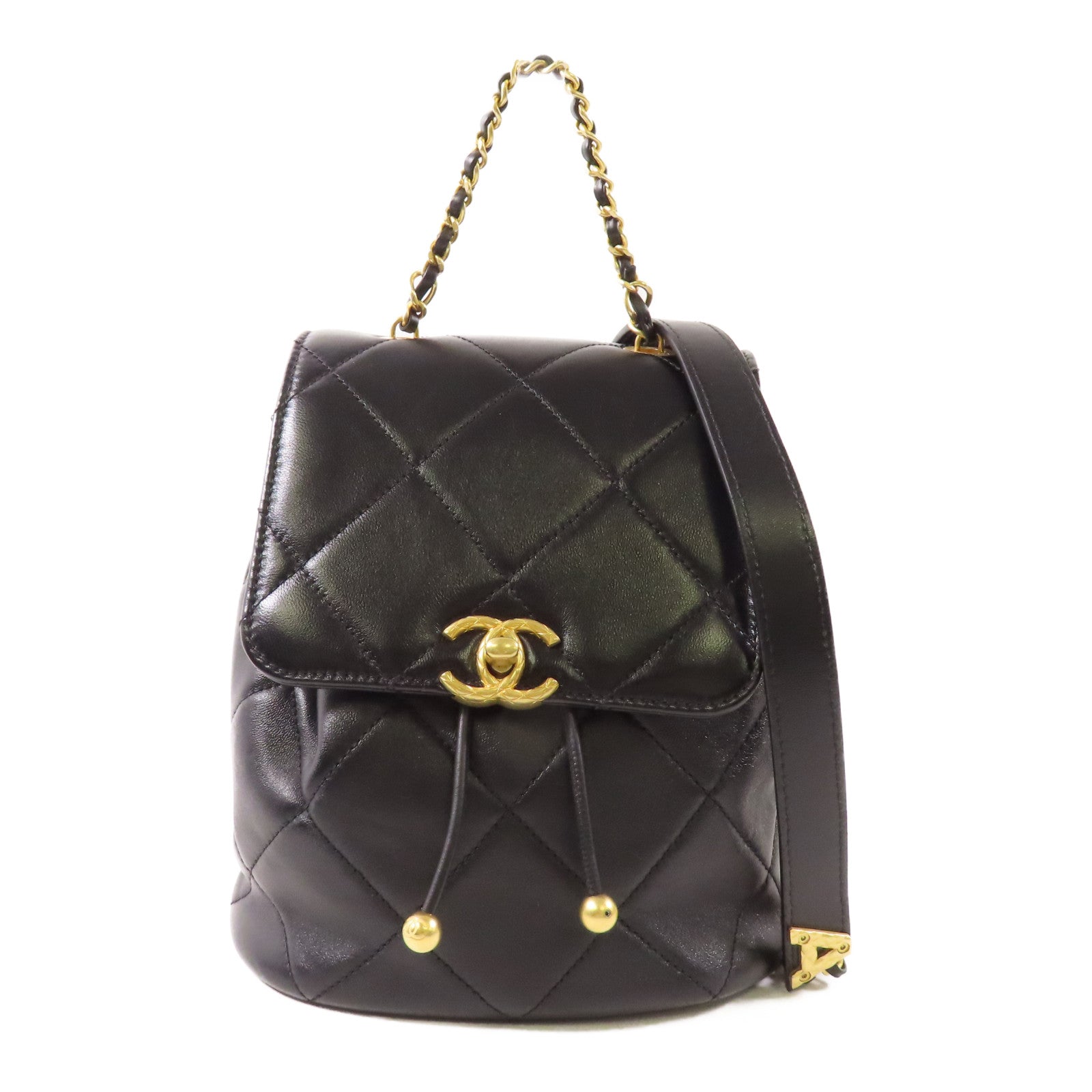 CHANEL 【激減優惠】牛皮皮革Backpack金扣背包