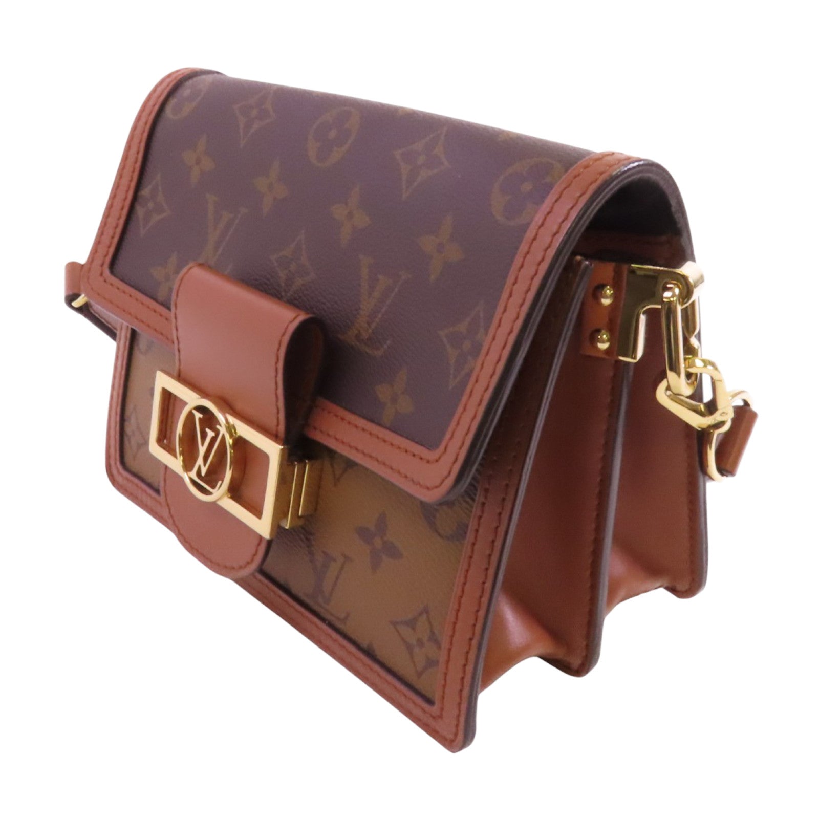 LOUIS VUITTON Monogram Reverse Mini Dauphine金扣肩背袋