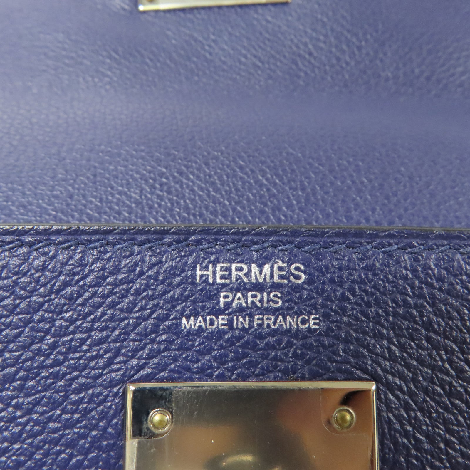 HERMES Evercolor皮革Kelly 28銀扣手挽肩背兩用袋Mauve Sylvestre