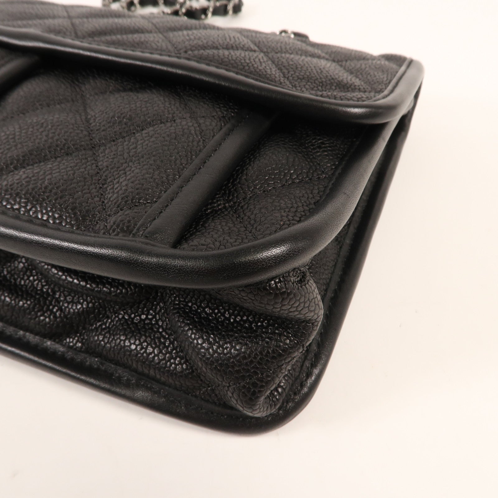 CHANEL 牛皮皮革Chain Shoulder銀扣鏈帶肩背袋