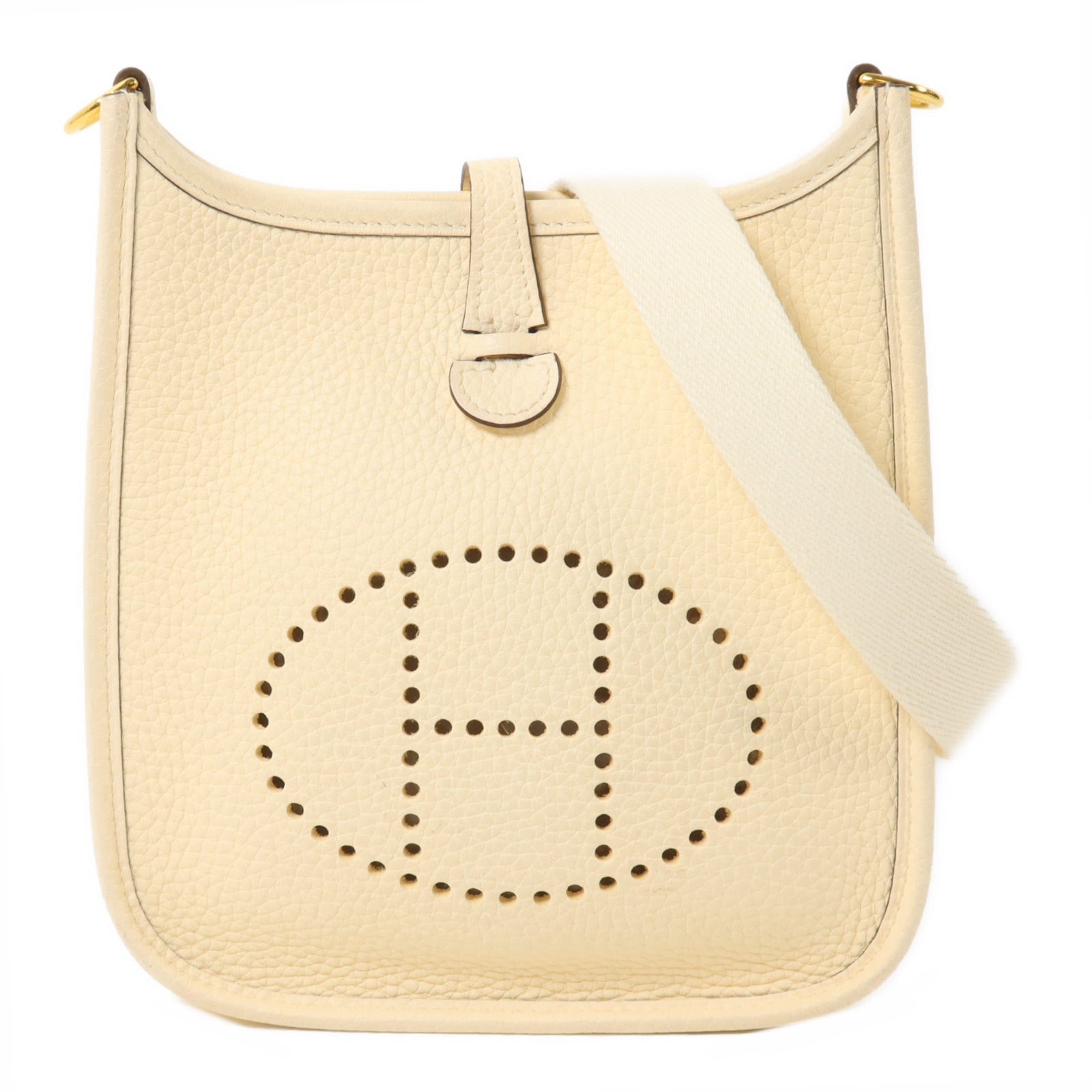 HERMES Clemence皮革Evelyne TPM肩背袋Nata/Blanc