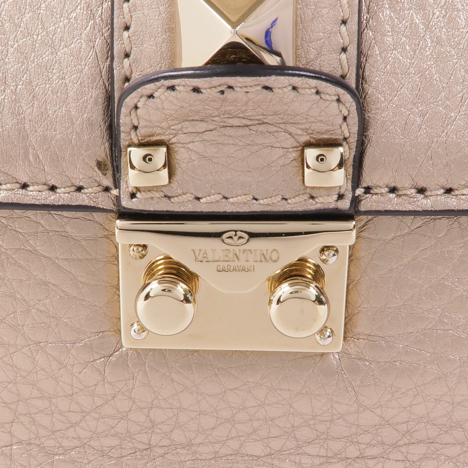 Valentino 牛皮皮革Chain Shoulder金扣鏈帶肩背袋