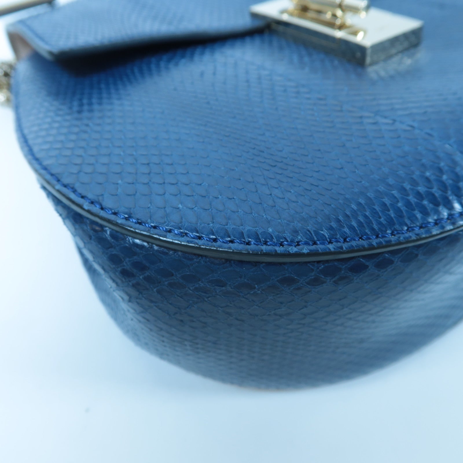 Chloe 【激減優惠】蛇皮皮革Chain Shoulder Bag金扣鏈帶肩背袋深藍色