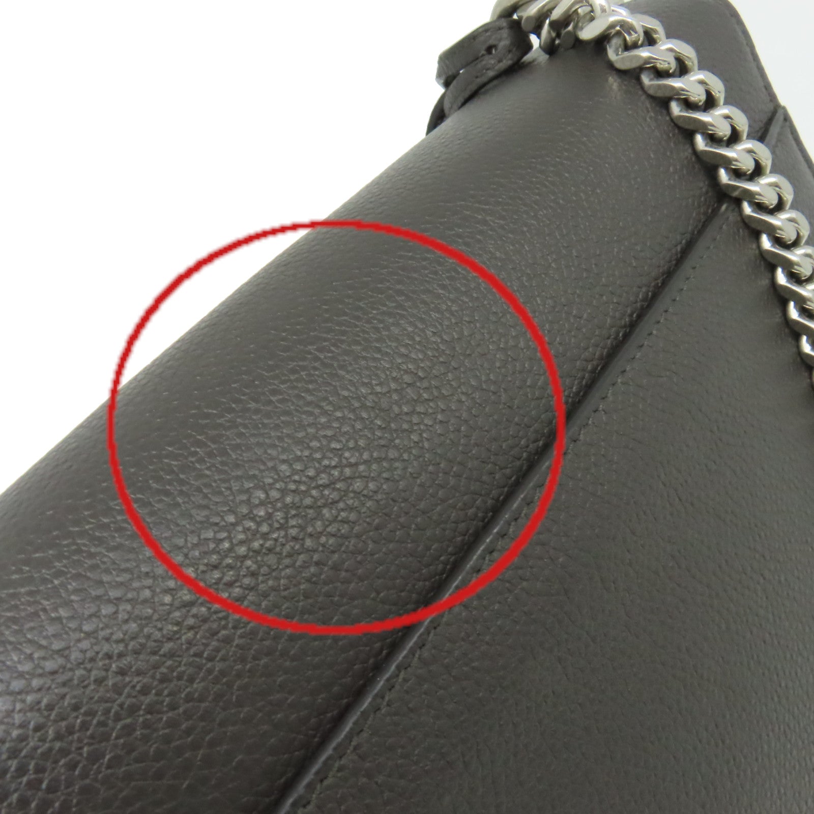 SAINT LAURENT 牛皮皮革Sunset Medium銀扣鏈帶肩背袋碳灰色