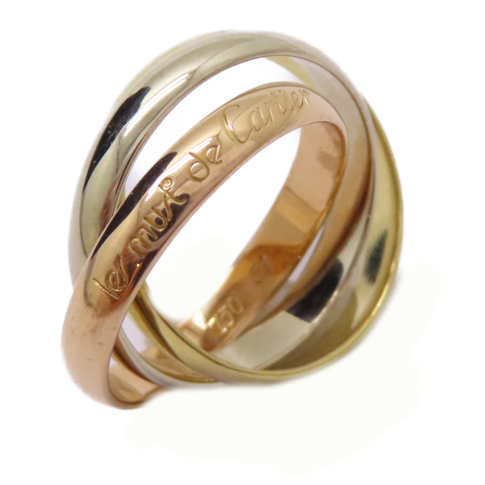 CARTIER 18K黃金/白金/玫瑰金Trinity Ring戒指US#5.75/Cartier#51