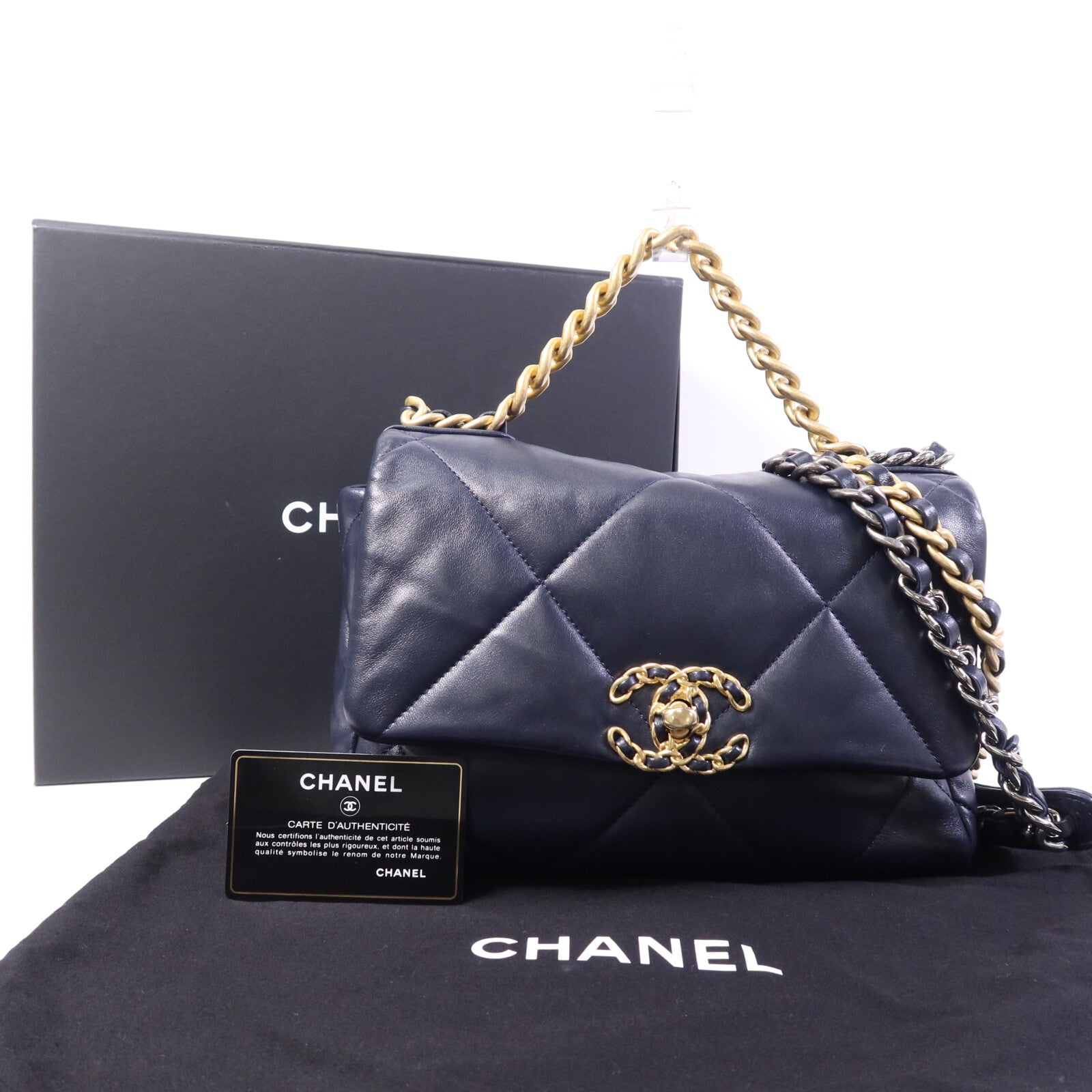 CHANEL 羊皮皮革19Bag Small手挽肩背兩用袋