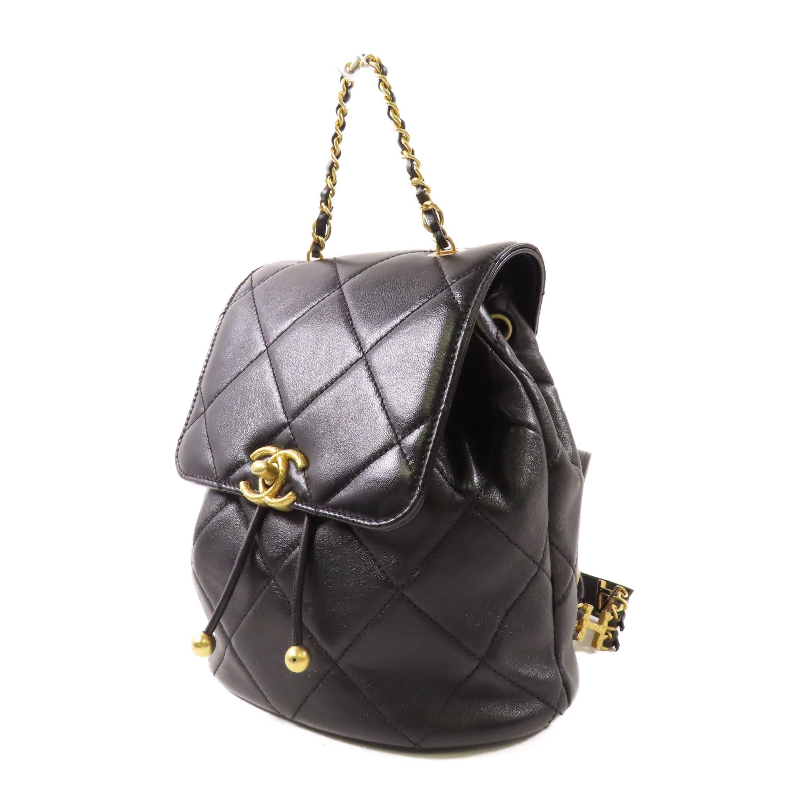CHANEL 【激減優惠】牛皮皮革Backpack金扣背包