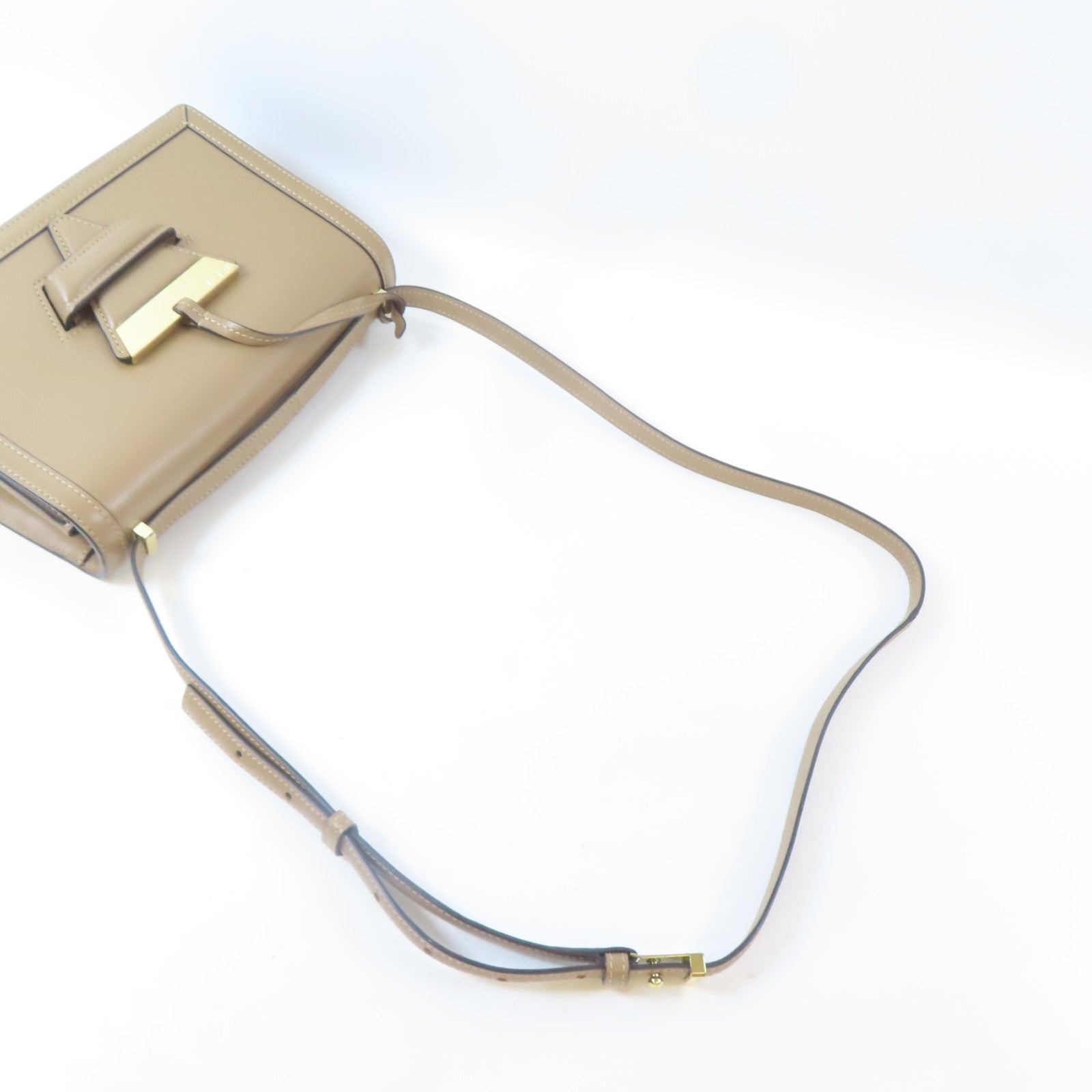 LOEWE 【激減優惠】皮革Barcelona金扣肩背袋啡色