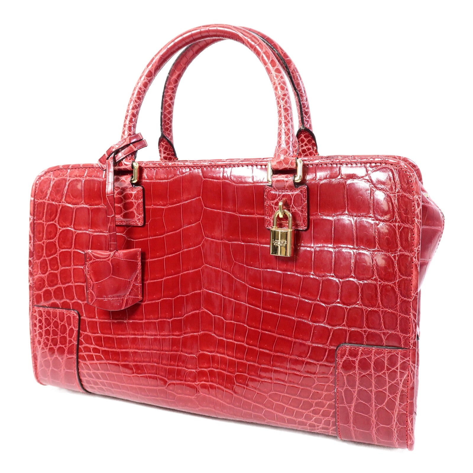 LOEWE 鱷魚皮革Amazona 36手挽袋