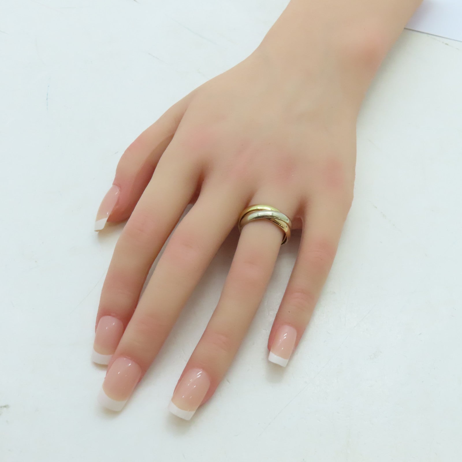 CARTIER 18K黃金/白金/玫瑰金Trinity戒指US#6/Cartier#52