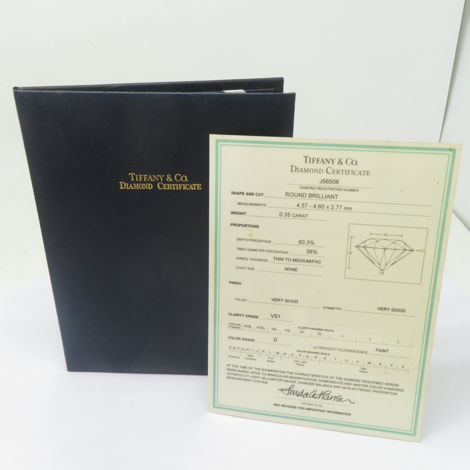 TIFFANY＆CO 950鉑金Diamond Engagement Ring 0.35ct鑽石戒指US#4.5
