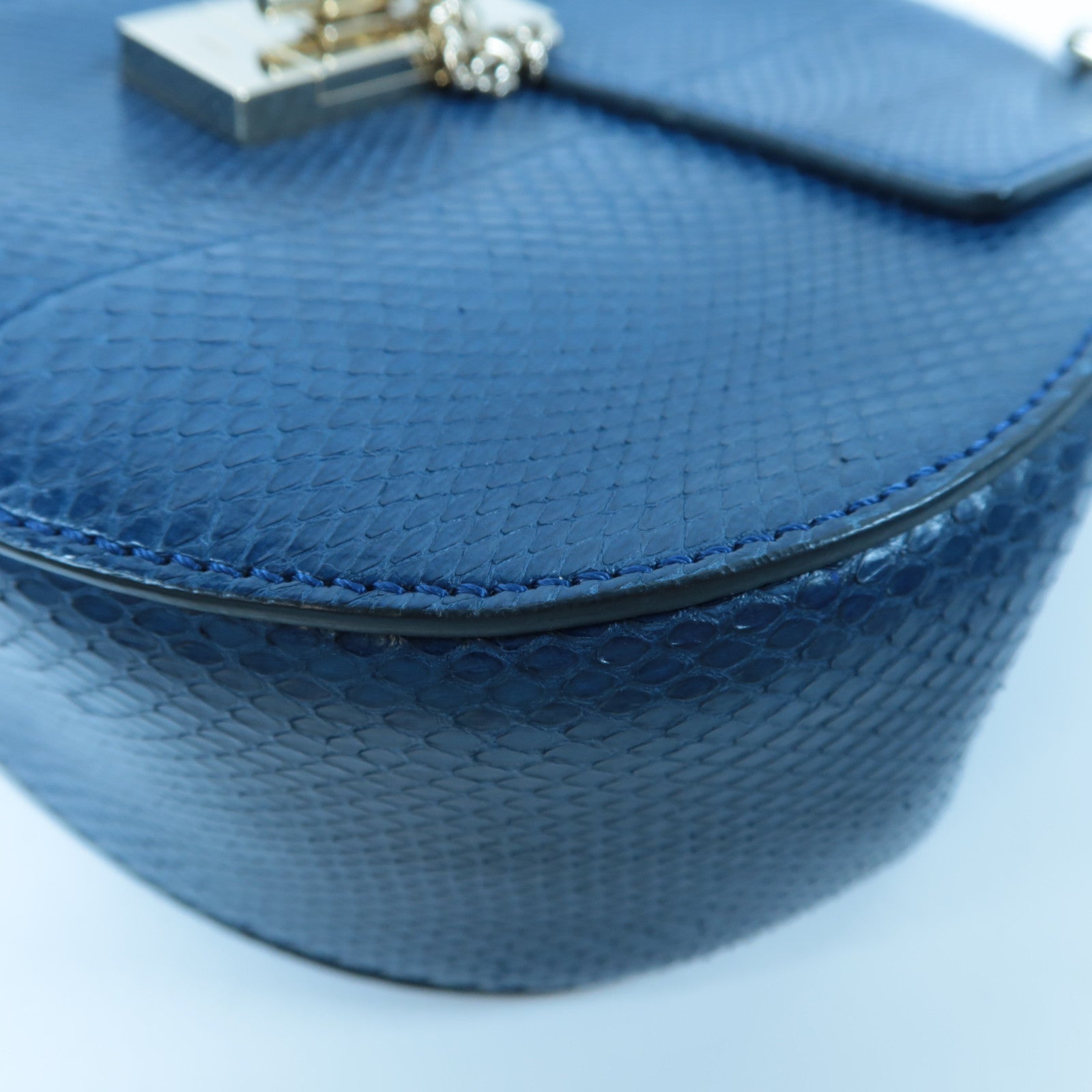 Chloe 【激減優惠】蛇皮皮革Chain Shoulder Bag金扣鏈帶肩背袋深藍色