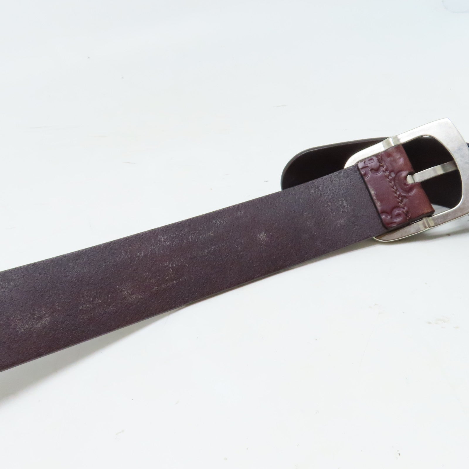 GUCCI 牛皮皮革Belt銀扣皮帶紅色
