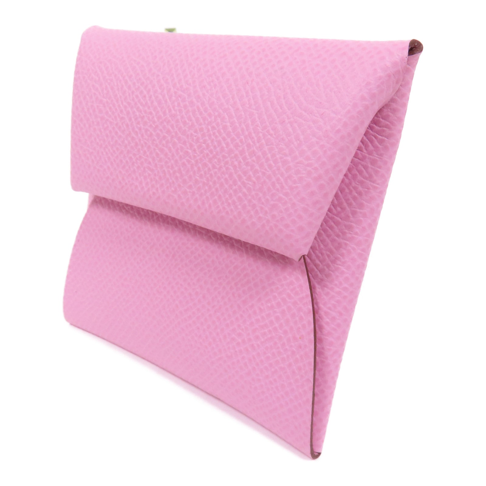 HERMES Epsom皮革Bastia銀扣零錢包Mauve Sylvestre