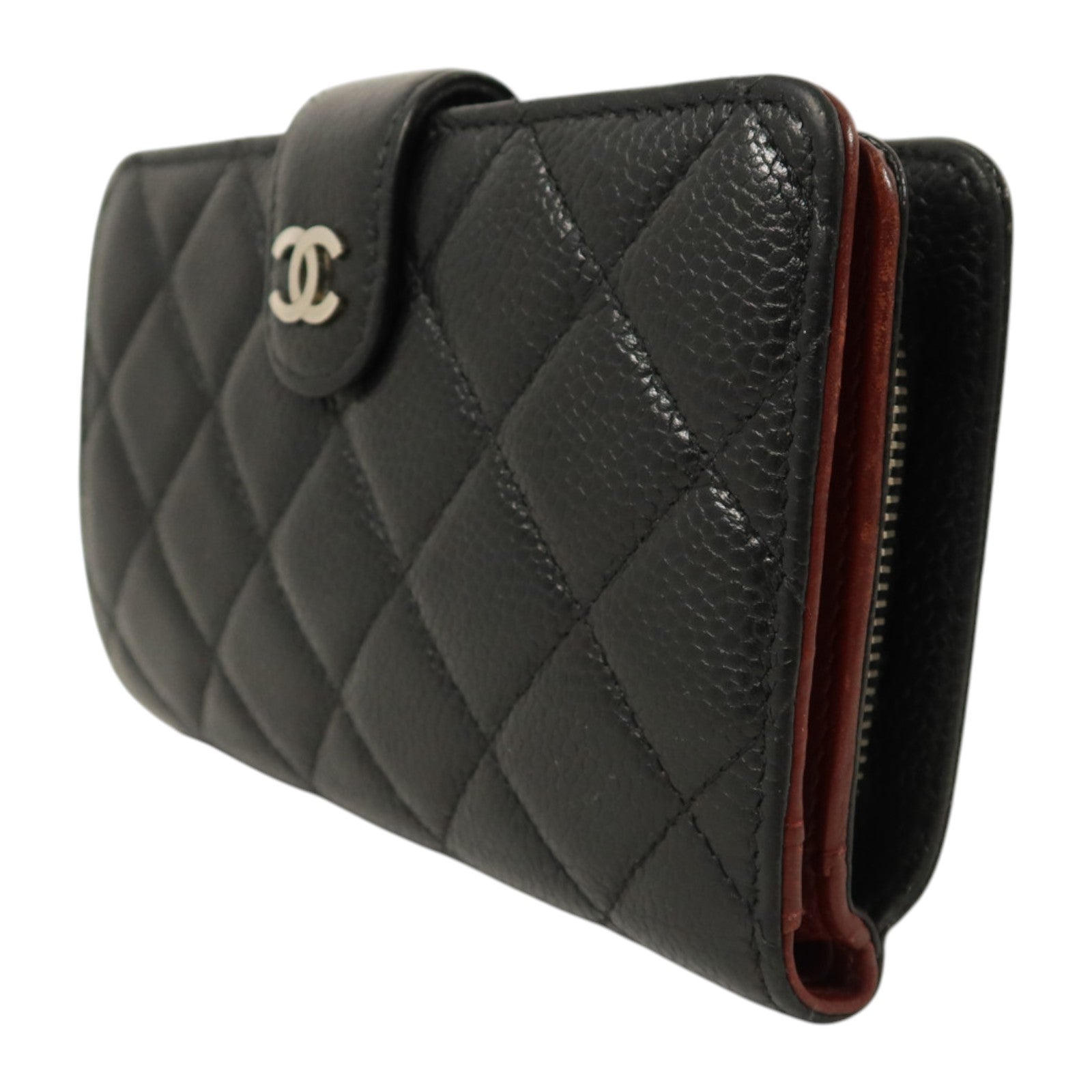 CHANEL 牛皮皮革Wallet銀扣長錢包