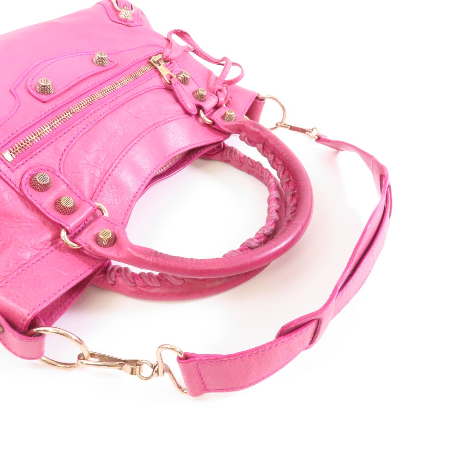 BALENCIAGA 羊皮皮革Hand Bag金扣手挽肩背兩用袋粉紅色