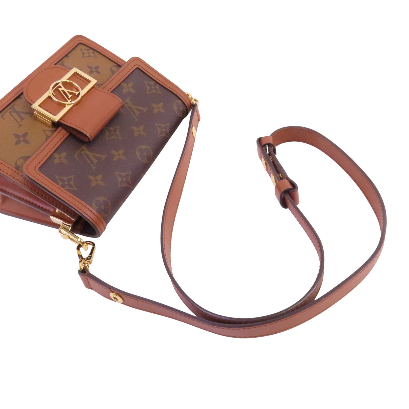 LOUIS VUITTON Monogram Reverse Mini Dauphine金扣肩背袋