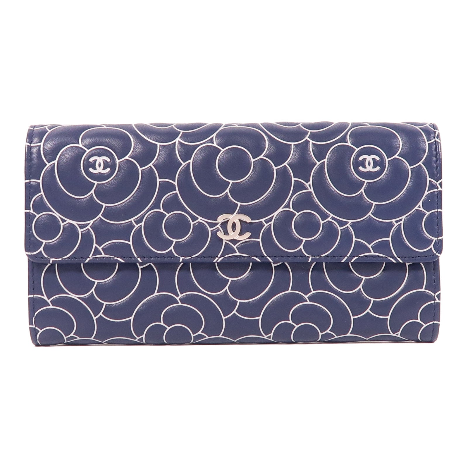 CHANEL 牛皮皮革Long Wallet銀扣長錢包