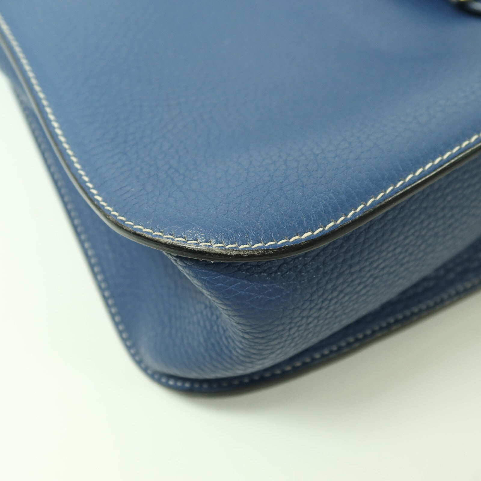 HERMES 【激減優惠】Clemence皮革Halzan 31銀扣手挽肩背兩用袋Bleu Agate