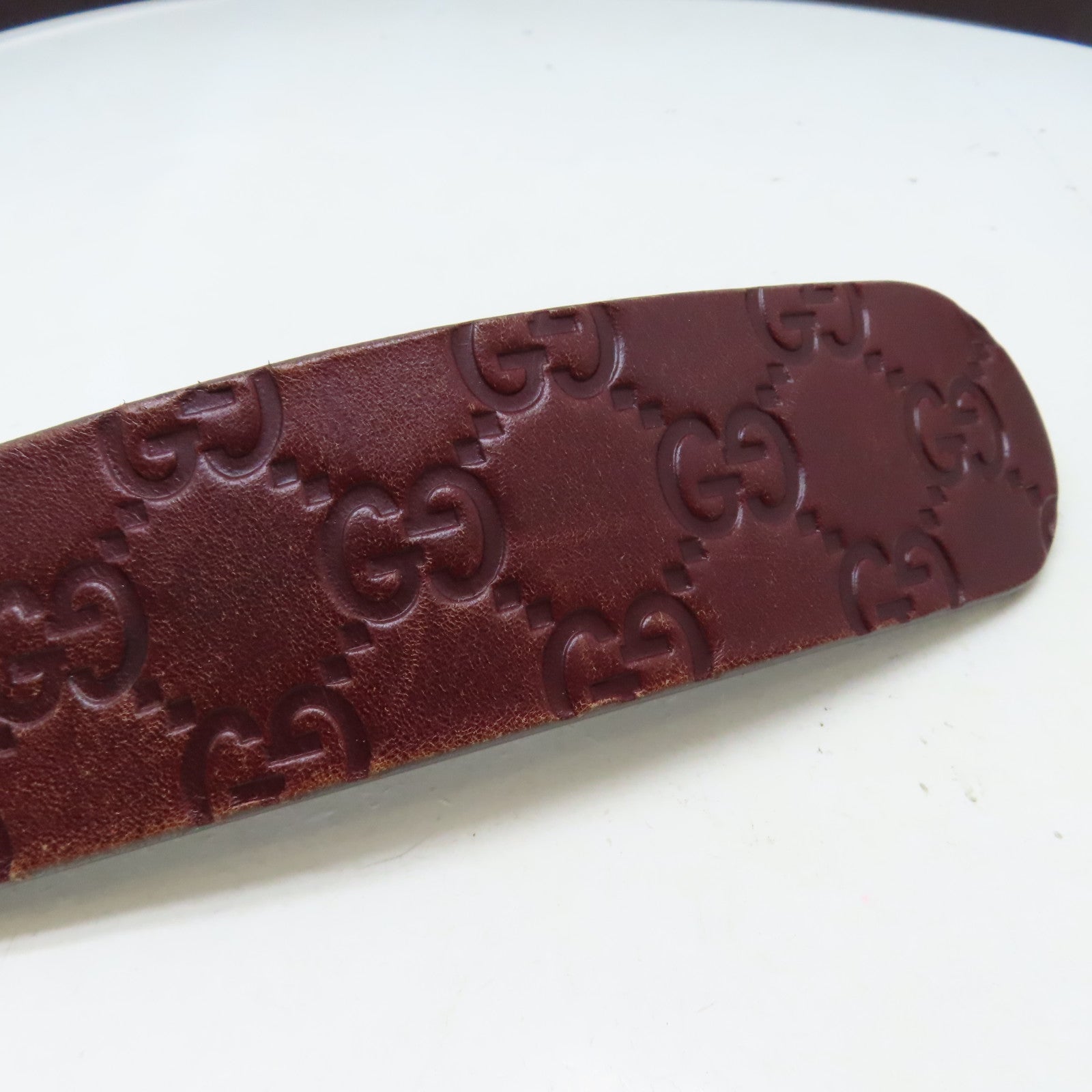 GUCCI 牛皮皮革Belt銀扣皮帶紅色