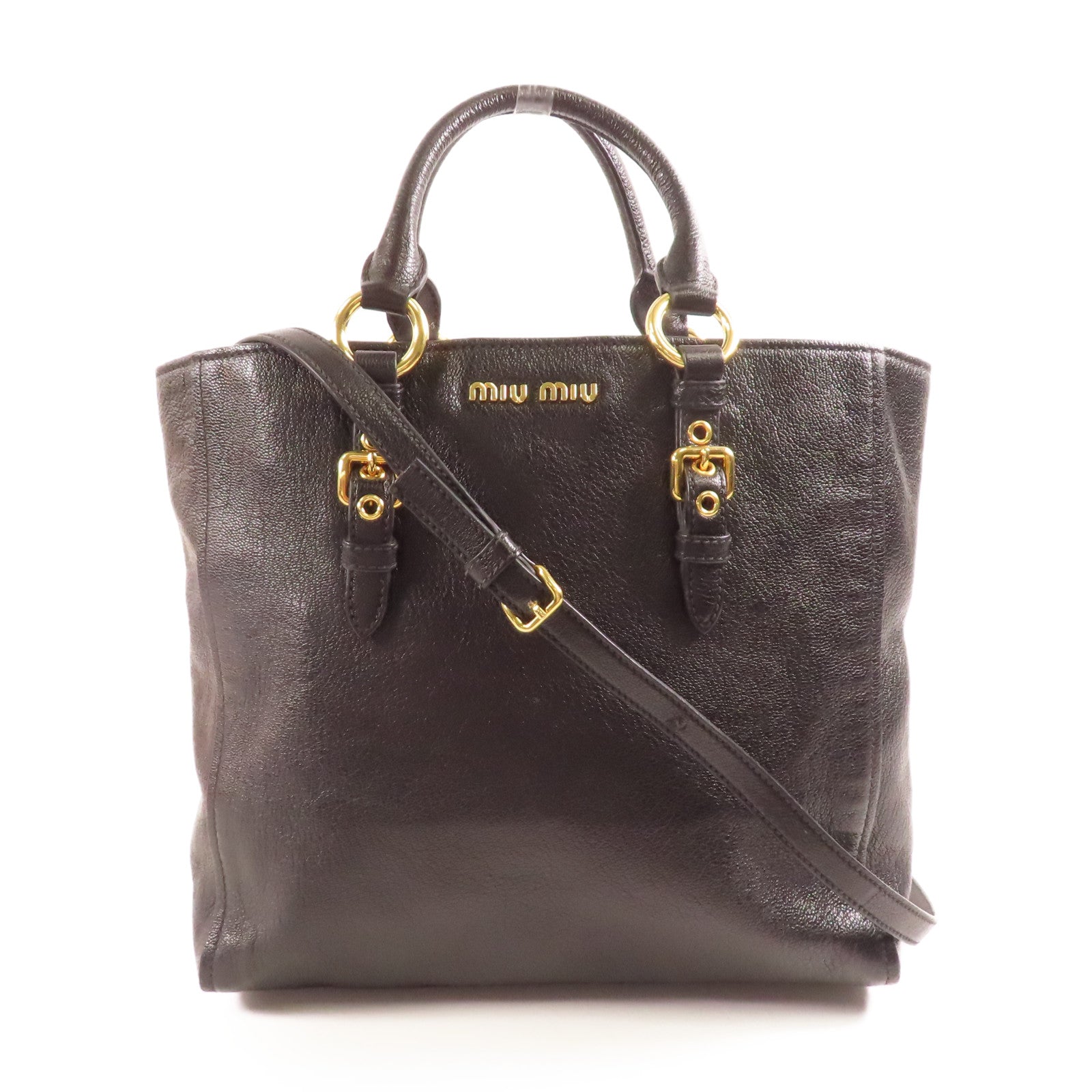 Miu Miu 皮革2 Way Bag金扣手挽肩背兩用袋