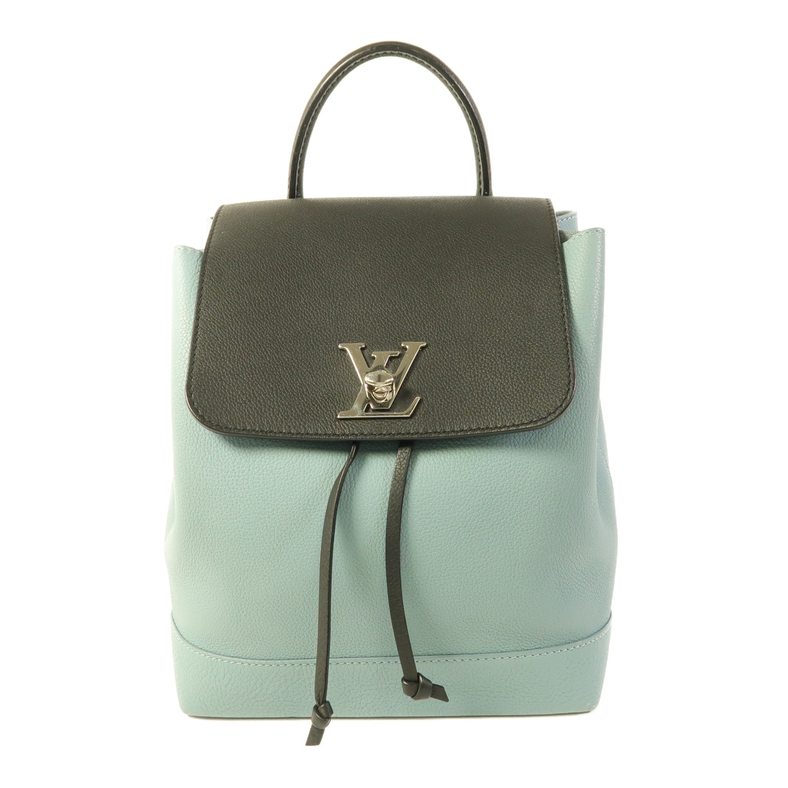 LOUIS VUITTON LV SHW Lockme Backpack Rucksack Calfskin Leather Blue Black
