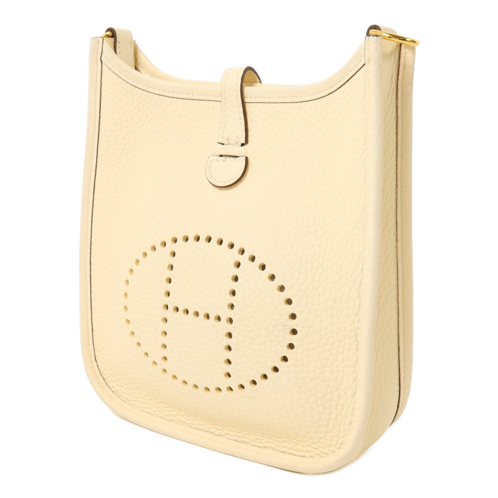 HERMES Clemence皮革Evelyne TPM肩背袋Nata/Blanc