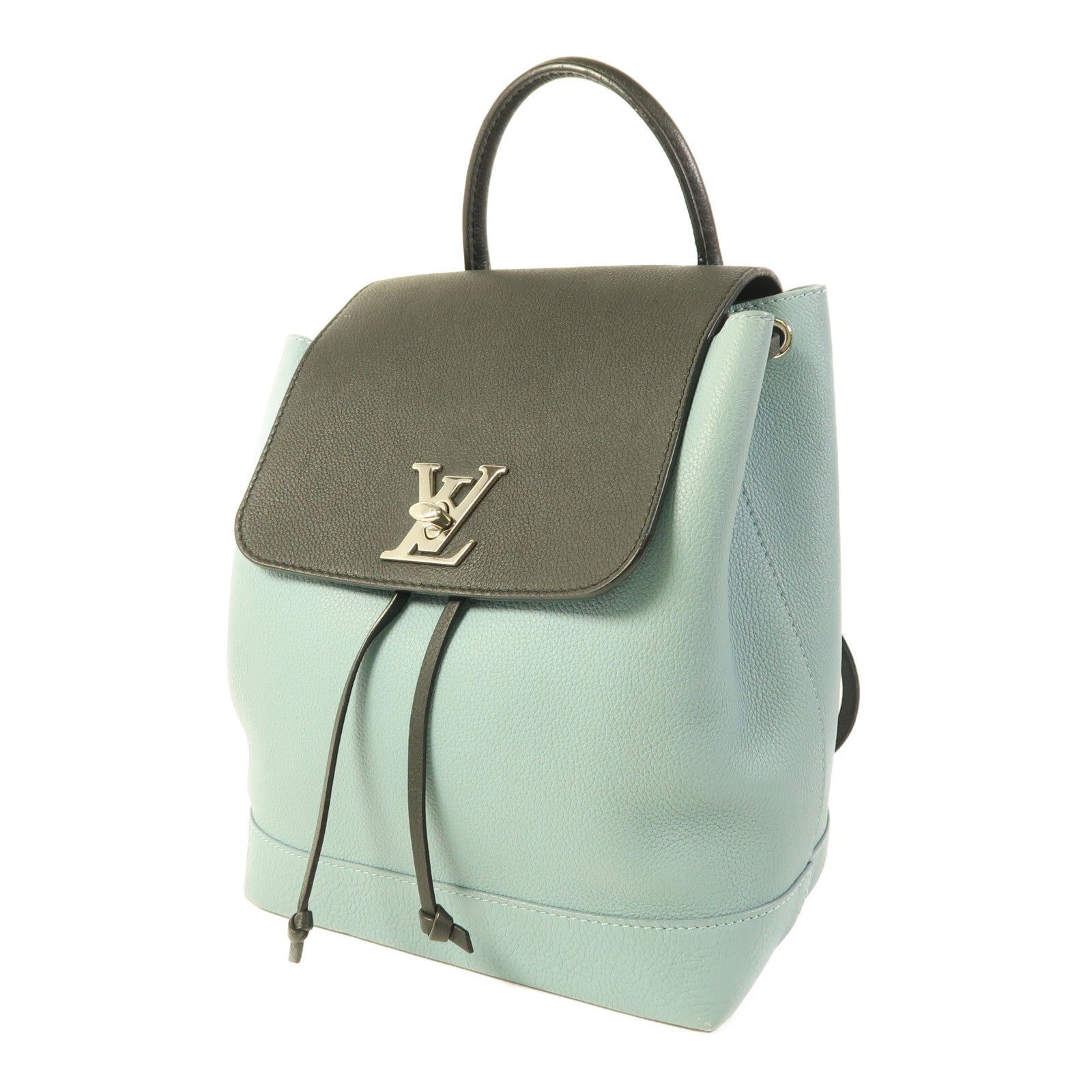 LOUIS VUITTON LV SHW Lockme Backpack Rucksack Calfskin Leather Blue Black